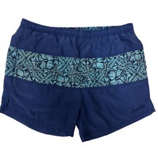 Vtg 80's Bugle Boy Sport Men Blue Hawaiian Swim Shorts SURFER Beach Trunks S