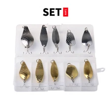 10pcs Lot Spoon Bait Metal Crankbait Fishing Lures Box Blade Bass Tackle Kit