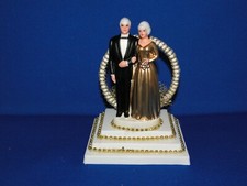 New 50th Wedding Anniversary Couple Caketopper with gold decored ring 34