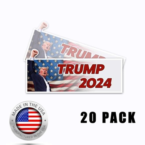 Trump 2024 Puño de Tiro Bandera Blanco Parachoques Pegatina Rectángulo 9 x 4 - Paquete de 2 - Imagen 4 de 5