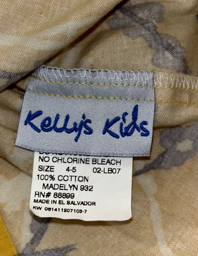 KELLY’S KIDS Girls Dress Mustard Yellow Dress Birds Mock Ruffle Neck SZ 4 5 - Image 3 of 4