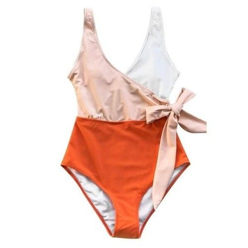 Traje de baño de una pieza CUPSHE para mujer color naranja bloque anudado monokini - Imagen 3 de 3