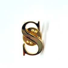 Letter S Initial Pin Brooch Gold Tone Lapel Collectible