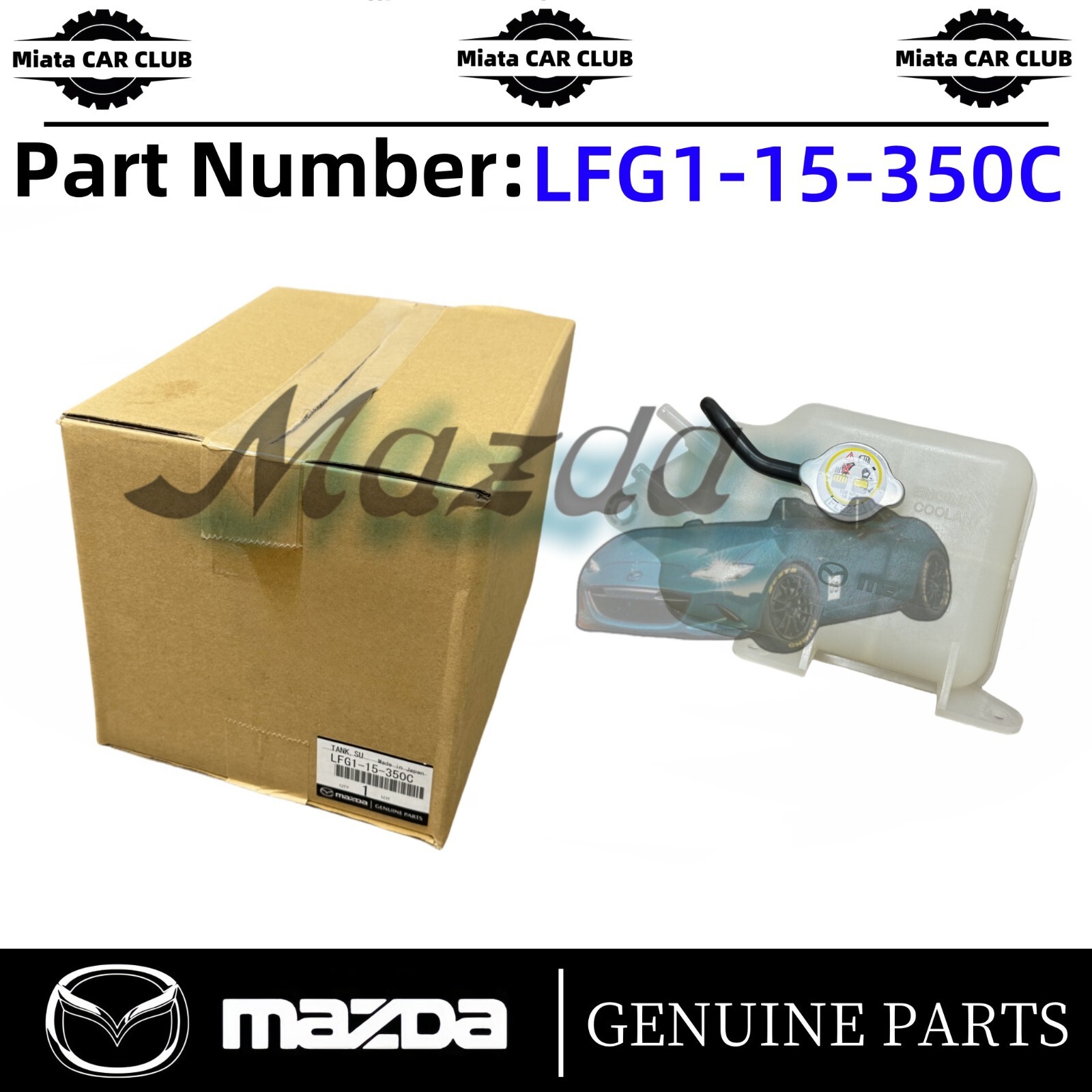 2006-2015 Mazda MX-5 Miata OEM Radiator Overflow Tank with Cap LFG1-15-350C