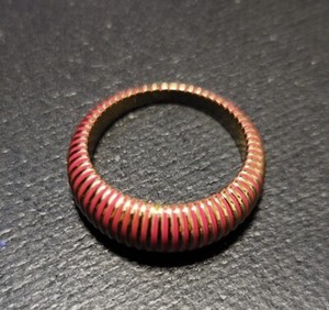 GORJANA 18k Gold Plated Catalina Enamel Ring Gold Pink Striped Boho- Size 9