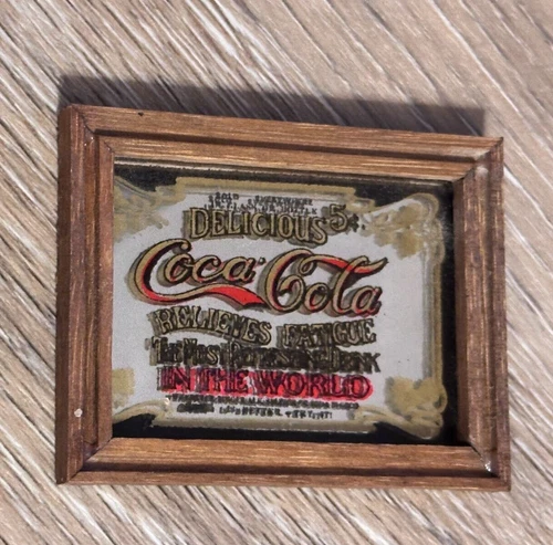 Vintage Delicious Coca Cola Relieves Fatigue Glass/Mirror Ad Sign Wood Framed