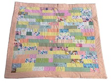 HANDCRAFTED BABY QUILT, 44 X 38 SewnTied Reversible VGC