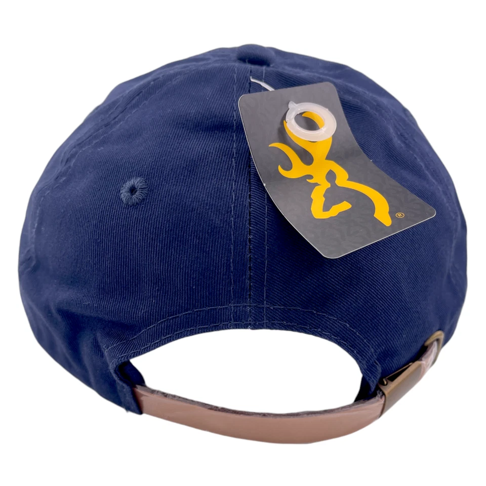 Browning Company Lynsey Navy Blue Leather Logo Patch Adjustable Dad Hat Cap - Image 3 of 4