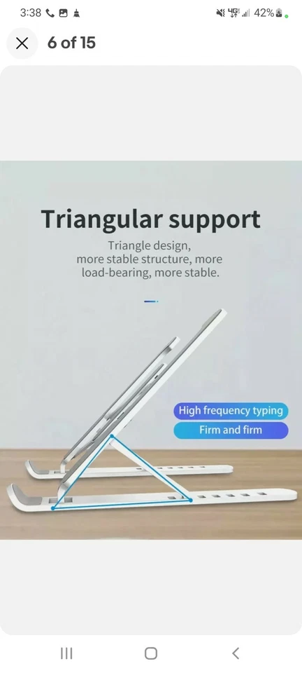 Adjustable Portable Foldable Laptop Desktop Stand Notebook Tablet Riser Pink - Image 2 of 4