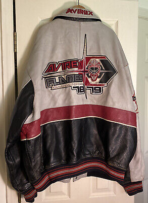 Avirex Flames 78-79 Ice Hockey Leather Varsity Jacket Men's 4XL