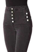 J Brand Women's Black Denim Natasha Sky High Crop Skinny Jeans Size 31 JB002045