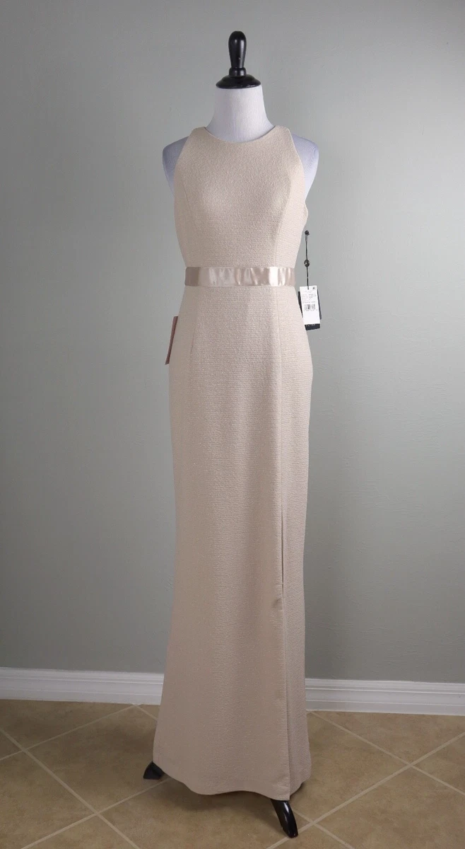 Halston heritage metallic knit evening gown cheap