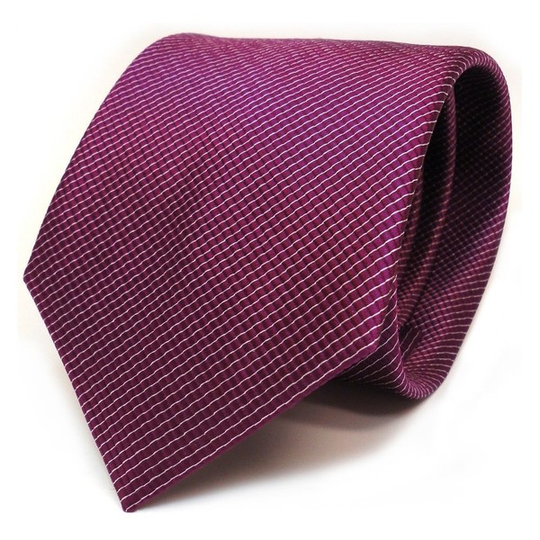Tigertie Seidenkrawatte Magenta Silber Gestreift - Krawatte Seide Tie-image