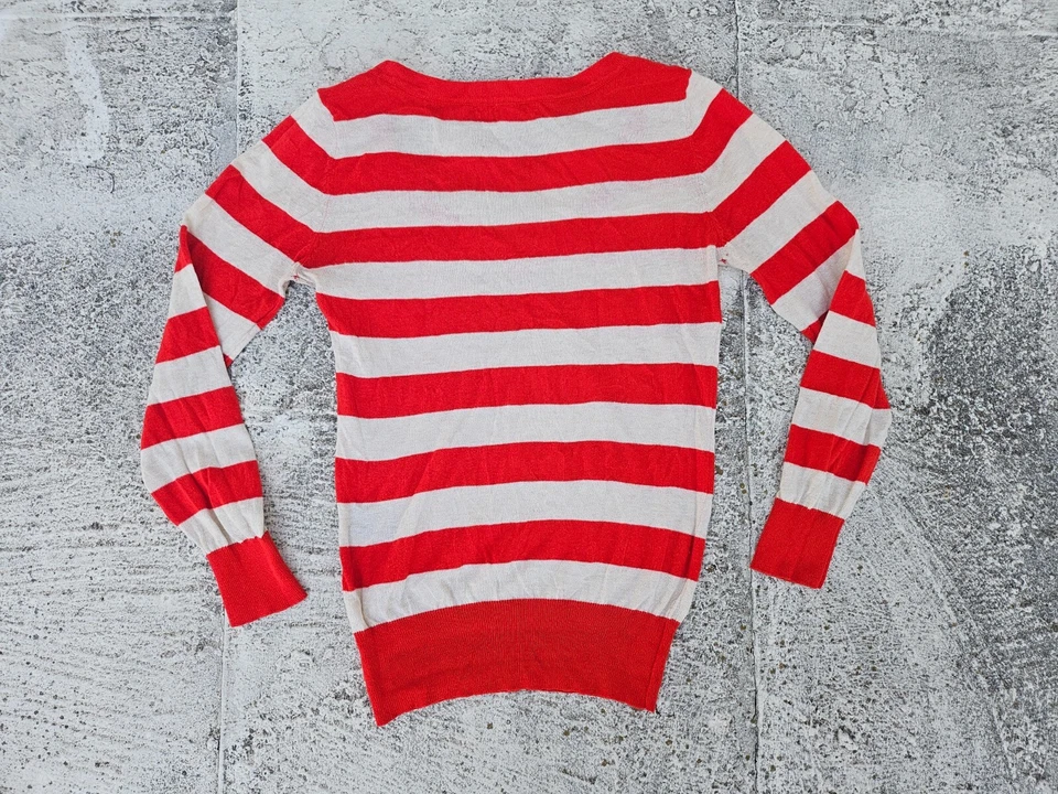 Suéter Papaya Mujer Top Manga Larga Rayas Peso Ligero Cuello en V Talla S Foto 3 de 4