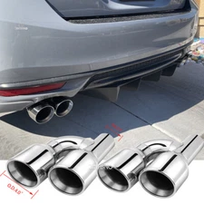 Pair 2.5" In 4.0"Out Dual Wall Exhaust Tips Stainless Slant Cut For Honda Accord