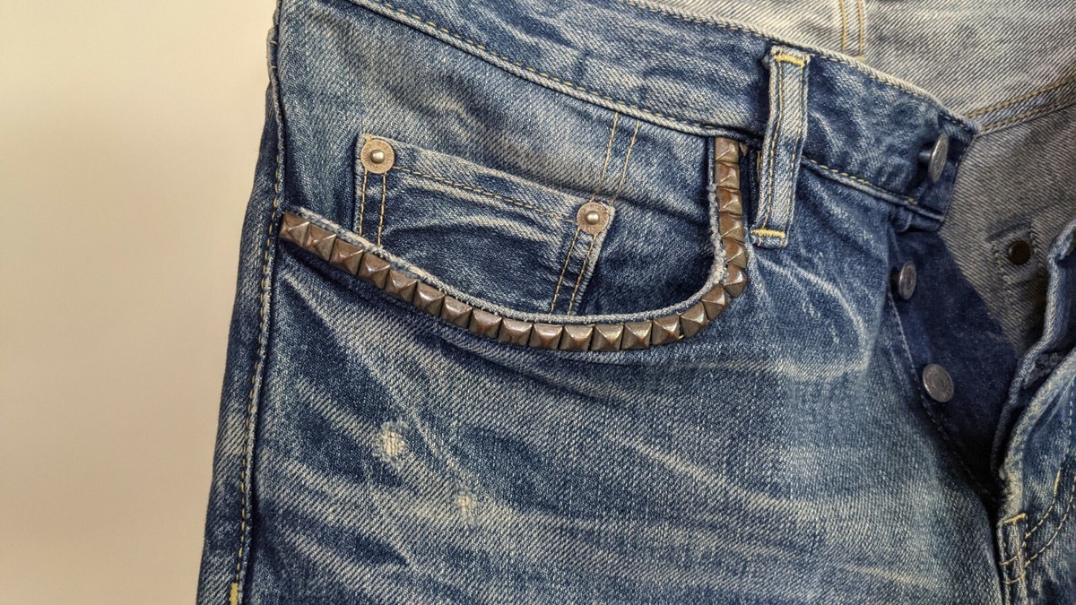 Hysteric Glamour Archival Distressed Studded Punk Selvedge Hysteric Glamour Archival Distressed Studded Punk Selvedge