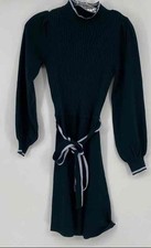 Vince Camuto Womens Green Long Sleeve Mock Neck Ribbed Knit Sweater Dress Size S