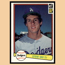 Steve Sax Rookie #624 1982 Donruss Los Angeles Dodgers Baseball Card MLB NM. rookie card picture