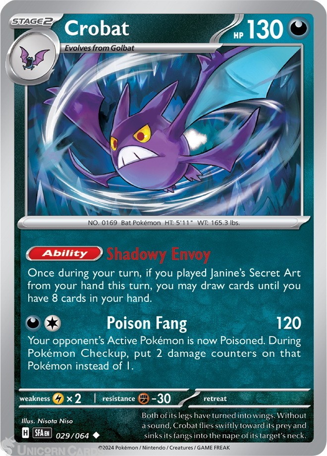 SFA-EN 029/064 Crobat : Uncommon Pokemon Card : Shrouded Fable