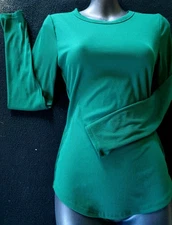 Green No Boundaries Juniors Long Sleeve Shirt Crew Top Ribbed Knit S 3-5 NWOT