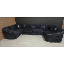 Ark Future Ambassador U-Shape Corner Sofa Steel Velvet with Chrome Accents