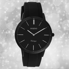Oozoo Damen Armbanduhr Vintage Series Analog Silikon schwarz UOC20173