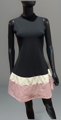 Sleeveless Mod A-Line Dress Black Pink Sz 2 4