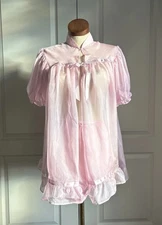 Pink Chiffon Baby Doll Ladies Sleep Set  Size Medium by Secrets In Lace 51726