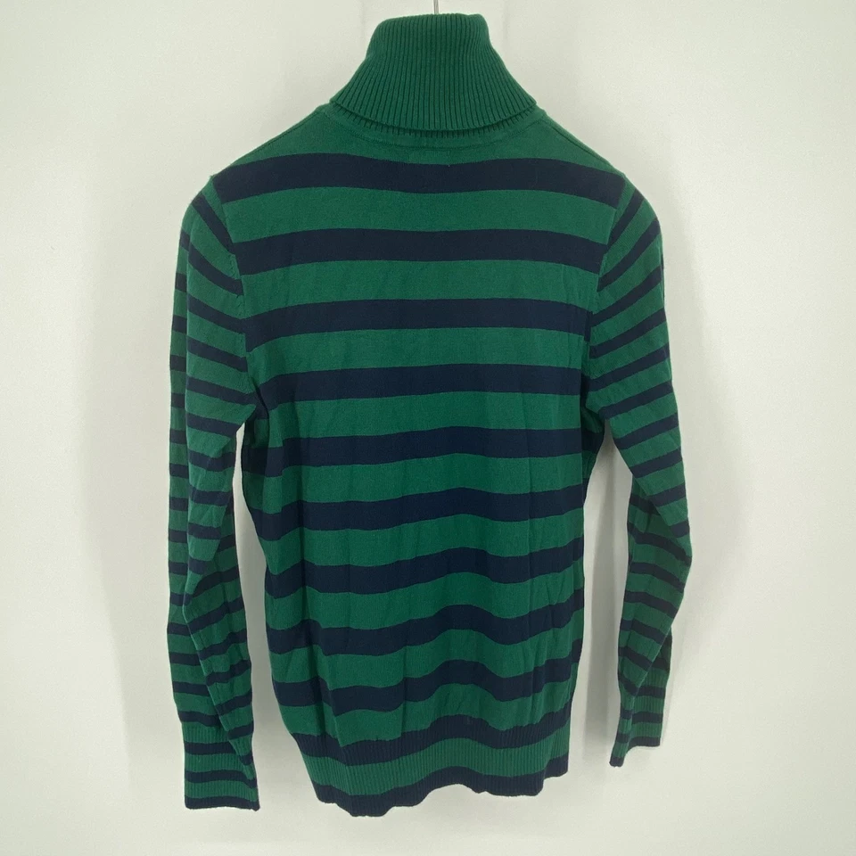 LL Bean свитер женщин S кашемир хлопок смесь в полоску водолазка синий зеленый - Изображение 3 из 4