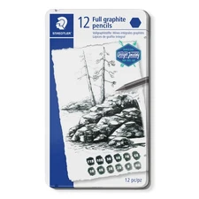 Staedtler Pencils Mars Lumograph Full Graphite 12 Hardness 1 Set Black
