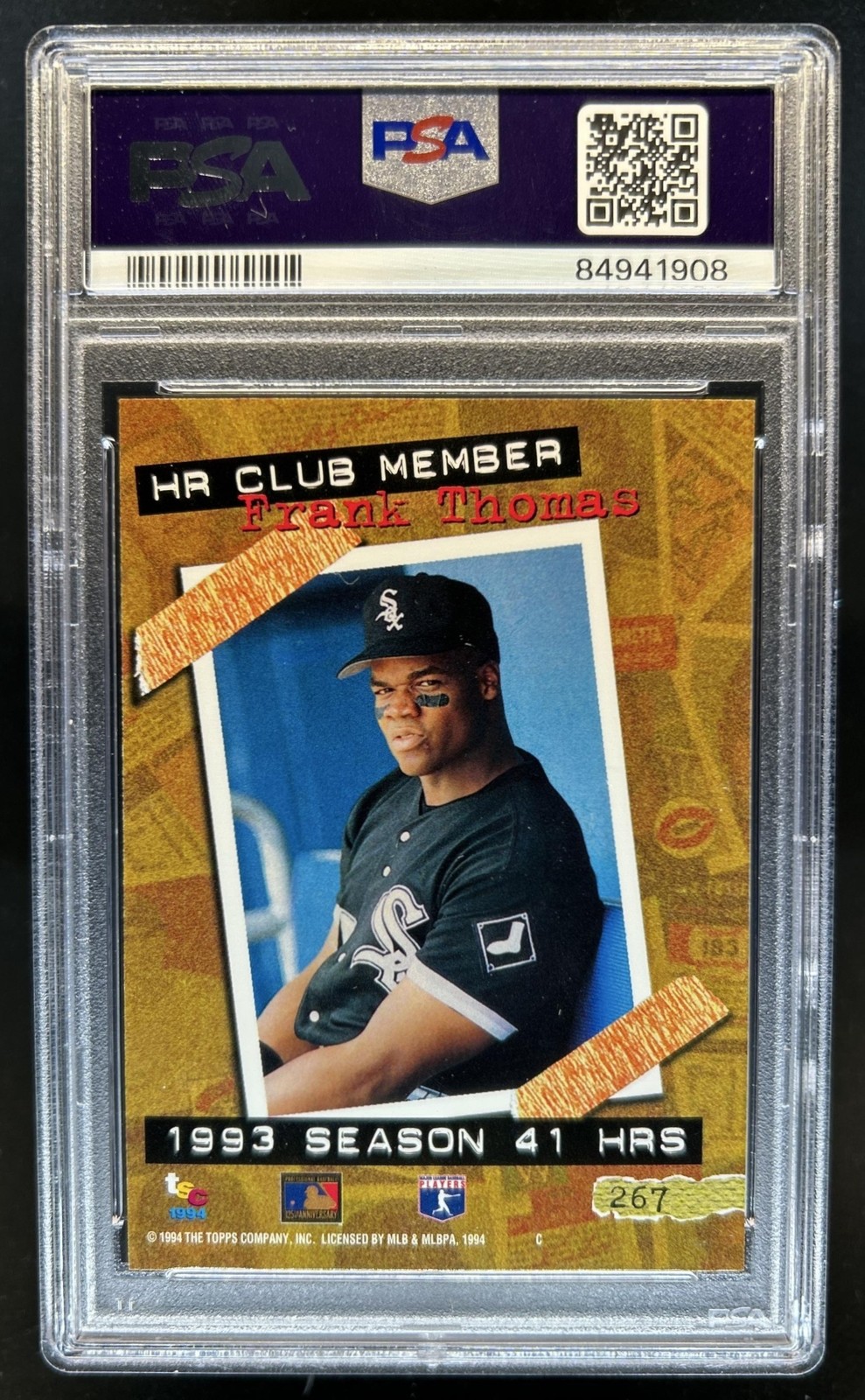 1994 Topps Stadium Club Frank Thomas #267 White Sox PSA 10 GEM MINT view 2