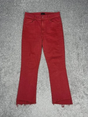 Mother The Insider Crop Step Fray Jeans Womens 28 Red Denim Cotton Stretch 28x26