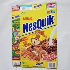 General Mills Nestle Nesquik Cereal Box Chocolate Milk Quicky Bunny Roush Quik