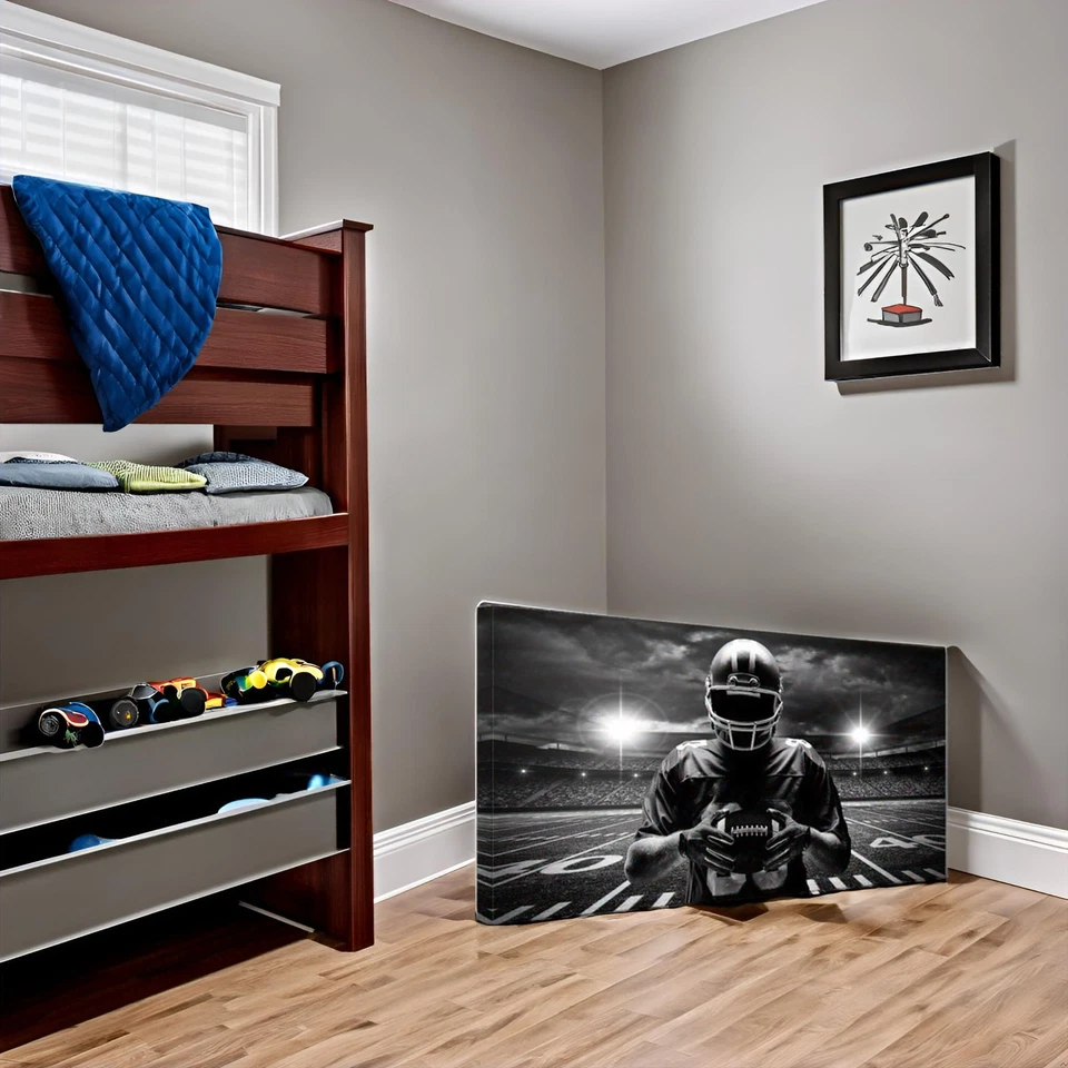 Rugby Canvas Wall Decor Black Artwork Canvas Wall Art Extra Large American Fo... - Image 3 of 4