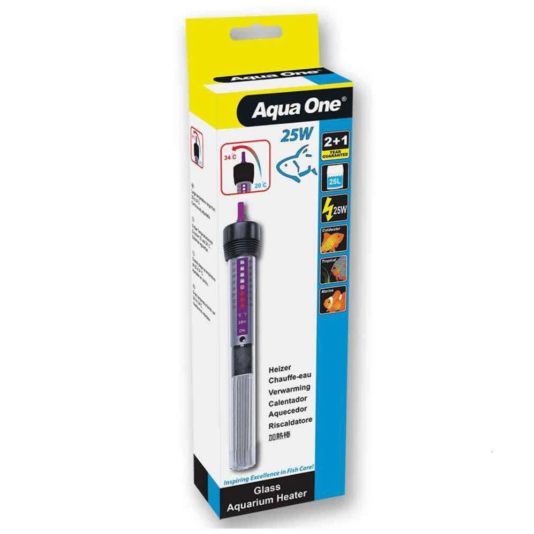 Aqua One Glass Aquarium Heater 25W 18.5cm
