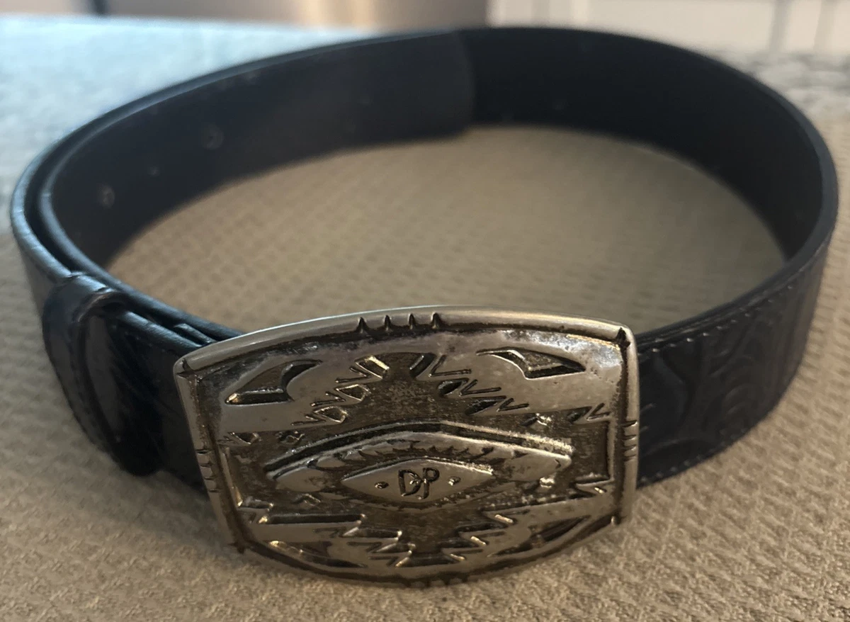 Donald J Pliner Piece Sign Belt Donald J Pliner Belt, Size 44, Black Leather/Nylon, Silver  main image 4