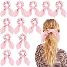 12 PCS Bow Hair Scrunchies Bunny Ears Silk Scrunchies Hair Ties Bobbles Elastic