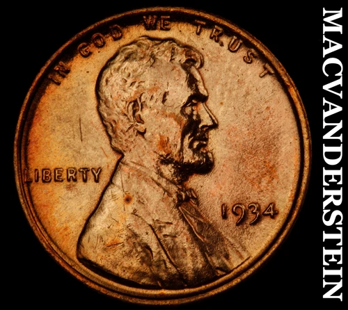 1934 Lincoln Cent- Red- Choice Gem Brilliant Uncirculated+++ Luster #J2219