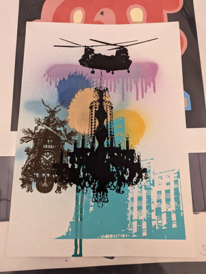 Static - Street Art Screen Print 'Chinook Chandelier' Artists Proof