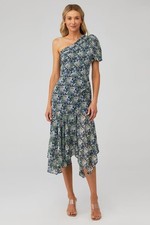 ASTR Santorini Dress Small Blue Green Floral Floral Print Sleeveless Summer