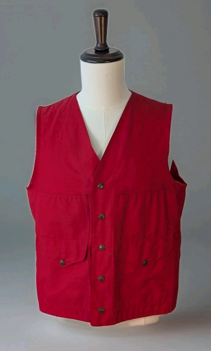 Filson Men's Vintage Size 40 Red Lightweight Canvas Cotton Fishing Vest