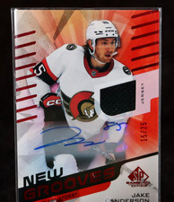 2022-23 SP Game Used Jake Sanderson New Grooves SP Red Jersey & Auto #’d to /25