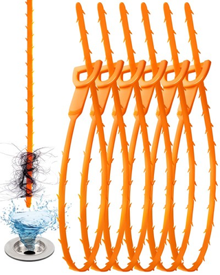 #ad 25 Inch Sink Snake Drain Clog Remover Tool6 Pack Cleaner Hair Orange $12.89
