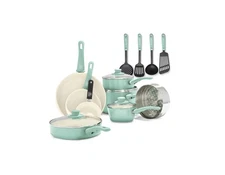 GreenLife Soft Grip 16 Piece Cookware Set, Non-Toxic PFAS-Free Ceramic Nonsti...