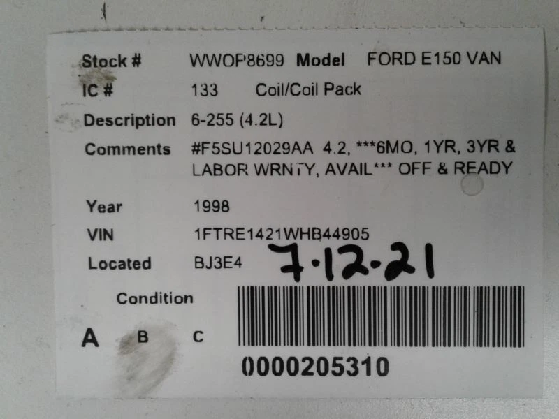 Bobina/encendedor 6-232 compatible con 89-97 THUNDERBIRD 650925 Foto 4 de 4