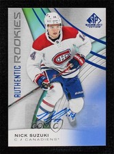 2019-20 Upper Deck SP Game Used Authentic Rookies Blue Nick Suzuki #141 Auto t3w