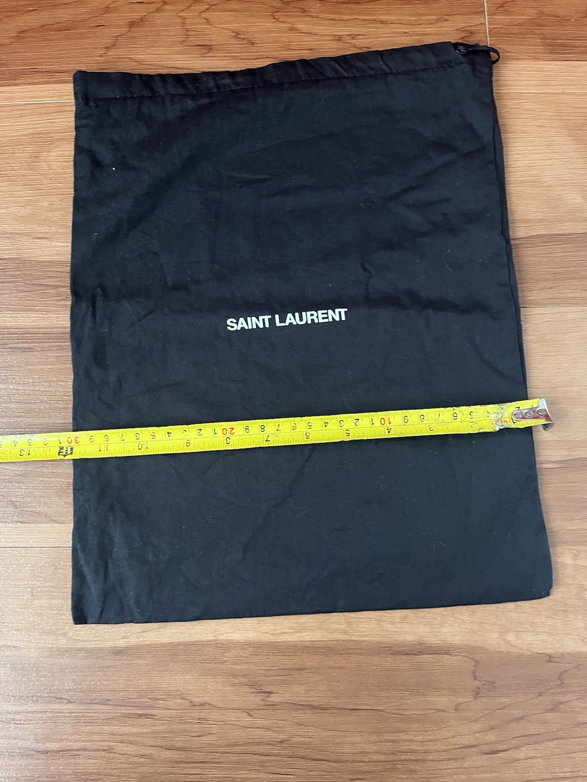 Sacchetto antipolvere Saint Laurent in cotone nero con coulisse 15”x12”