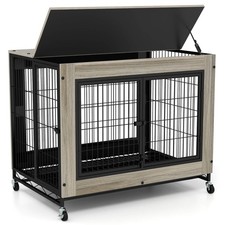 Dog Crate Furniture Industrial Dog Kennel with Flip-up Top Decorative Pet House