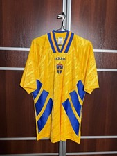 SWEDEN NATIONAL TEAM 1994/1995 HOME FOOTBALL SHIRT JERSEY ADIDAS SIZE XL YELLOW