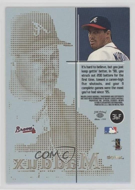 1999 Skybox Molten Metal Heavy Metal Fusion Greg Maddux #36F HOF - Image 2 of 2
